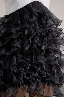 Riot | Black u0026 White Plunge-Neck Mini Dress With Organza Skirt