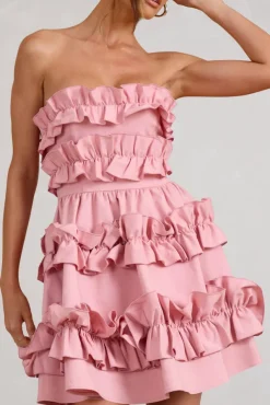 Rosette | Blush Ruffled Bandeau Mini Dress