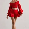 Rossana | Red Tiered Frilled Shorts
