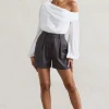 Rue | Grey Pinstripe Tailored Shorts