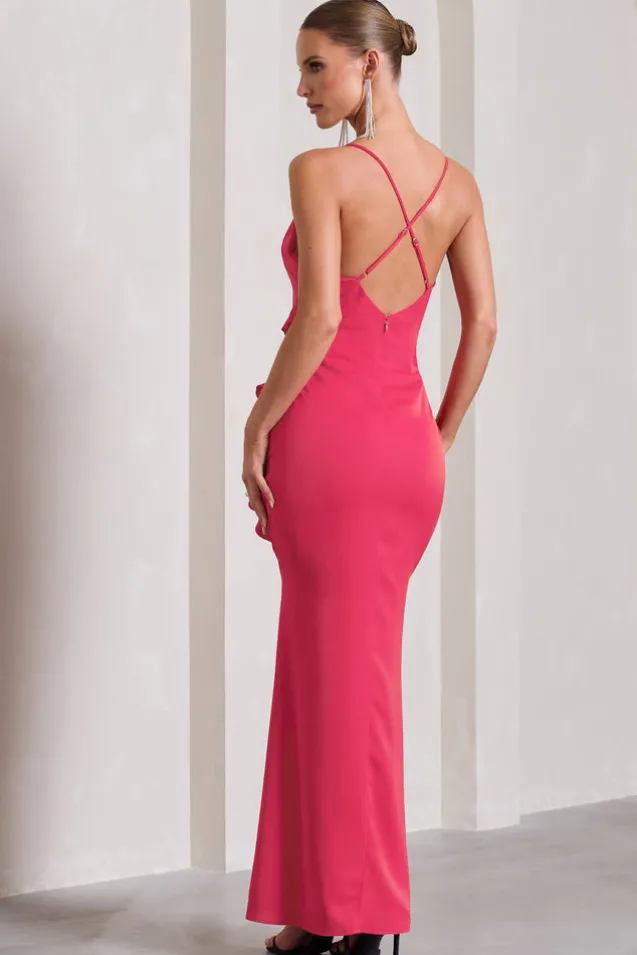 Run The World | Hot Pink Sweetheart Neckline Ruffle Maxi Dress