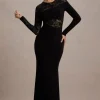 Runway | Black Lace Asymmetric Cut-Out Maxi Dress
