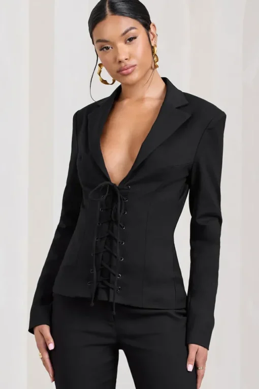 Runway Ready | Black Laced Corset Tailored Blazer