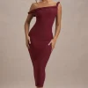 Salome | Berry Twisted Asymmetric Midi Dress