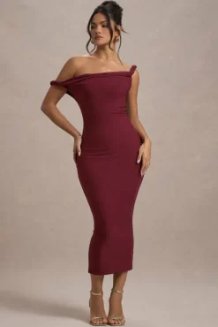 Salome | Berry Twisted Asymmetric Midi Dress