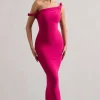 Salome | Dark Pink Twisted Asymmetric Midi Dress