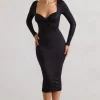 Sammy | Black Bodycon Sweetheart Midi Dress