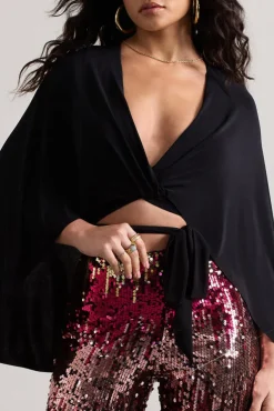 Scorpio | Black Wrap Crop Top With Cape