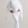 Shea | White High-Neck Cape Sleeve Maxi Dress