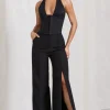 Signature | Black Split Wide-Leg Tailored Trousers