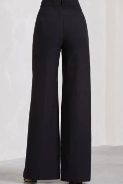 Signature | Black Split Wide-Leg Tailored Trousers