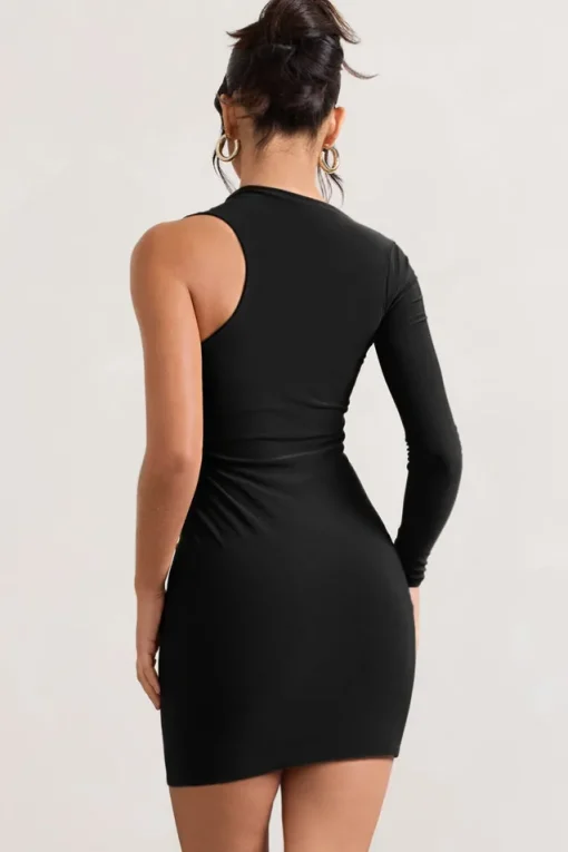 Siren | Black One Shoulder Bodycon Mini Dress