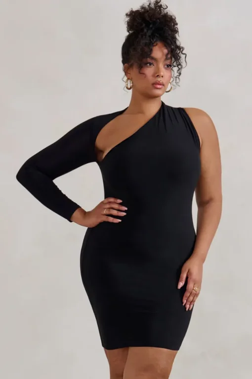 Siren | Black One Shoulder Bodycon Mini Dress