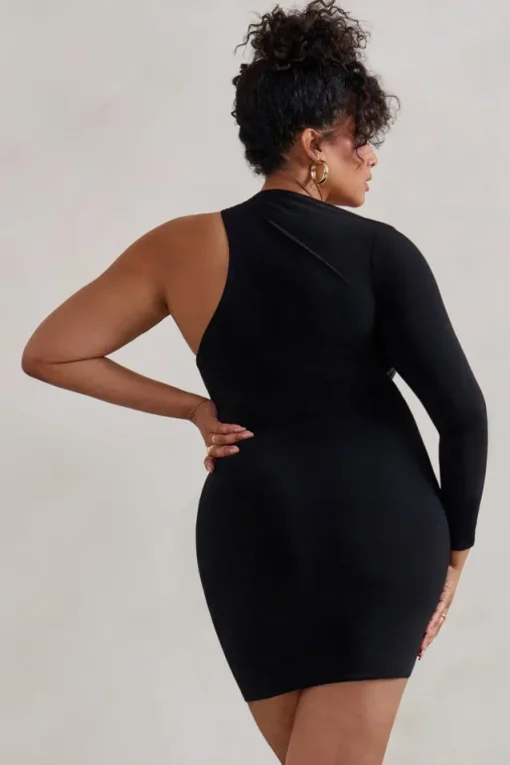 Siren | Black One Shoulder Bodycon Mini Dress