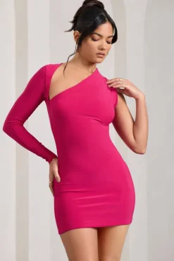 Siren | Hot Pink One Shoulder Bodycon Mini Dress