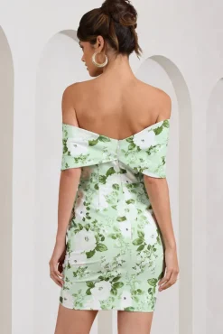 Snowdrop | White u0026 Green Floral Print Wrap Mini Dress