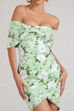 Snowdrop | White u0026 Green Floral Print Wrap Mini Dress
