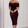 Snowflake | Port Velvet Bardot Bow Detail Midi Dress