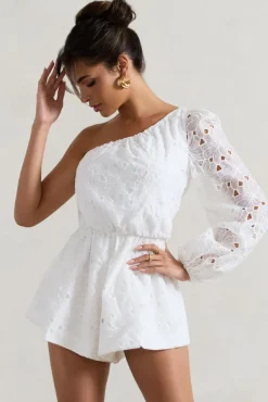 Sonny | White Lace Asymmetric Playsuit