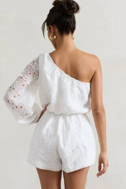 Sonny | White Lace Asymmetric Playsuit