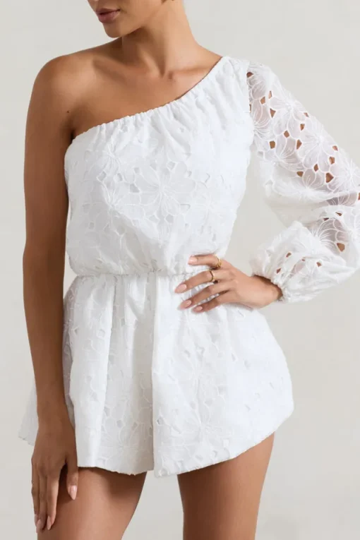 Sonny | White Lace Asymmetric Playsuit