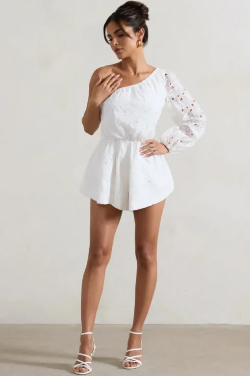 Sonny | White Lace Asymmetric Playsuit
