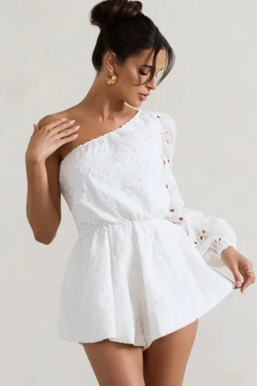 Sonny | White Lace Asymmetric Playsuit