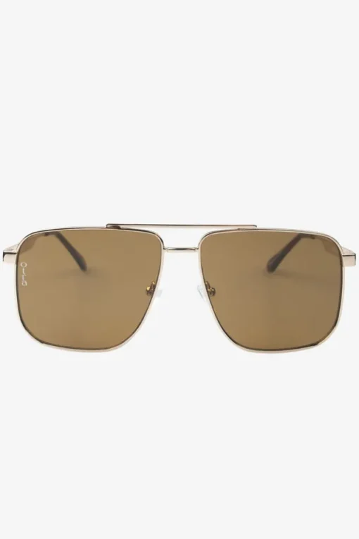 Sorrento | Otra Gold Oversized Brown Tinted Sunglasses