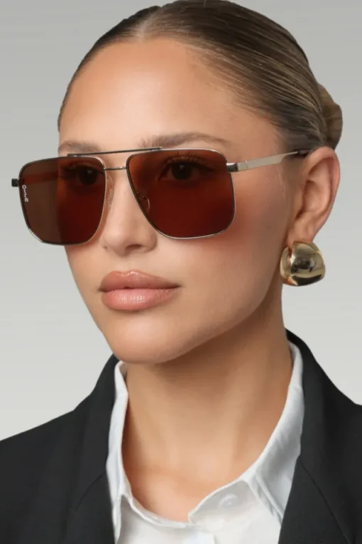 Sorrento | Otra Gold Oversized Brown Tinted Sunglasses