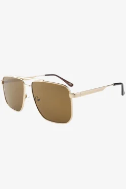 Sorrento | Otra Gold Oversized Brown Tinted Sunglasses