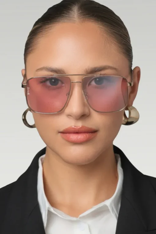 Sorrento | Otra Gold Oversized Pink Tinted Sunglasses