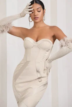 Spicy Signs | Champagne Long-Sleeved Feather Gloves