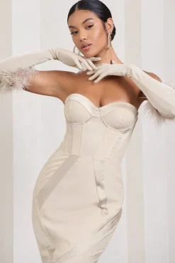Spicy Signs | Champagne Long-Sleeved Feather Gloves