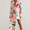 Spiral | Mint Floral Tailored Blazer Mini Dress With Asymmetric Hem