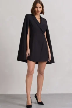 Suri | Black Tailored Cape Blazer Dress