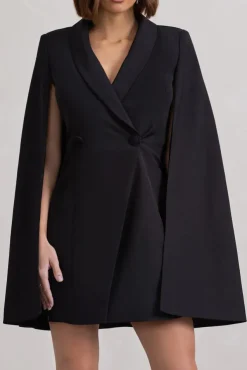 Suri | Black Tailored Cape Blazer Dress