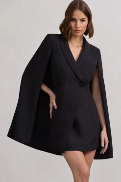 Suri | Black Tailored Cape Blazer Dress