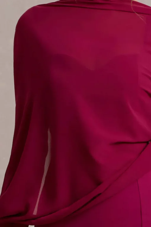 Swoon | Mulberry Chiffon Feather-Trim Shawl