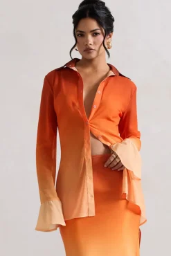 Tahiti | Orange Ombre Flared-Sleeve Shirt