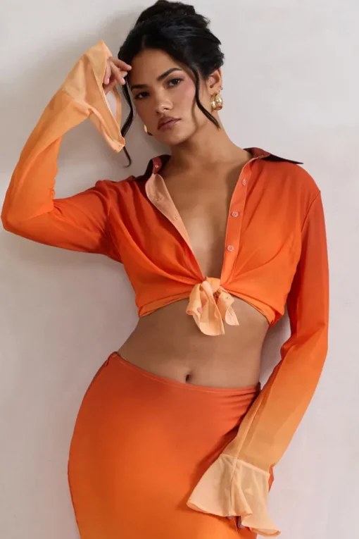 Tahiti | Orange Ombre Flared-Sleeve Shirt