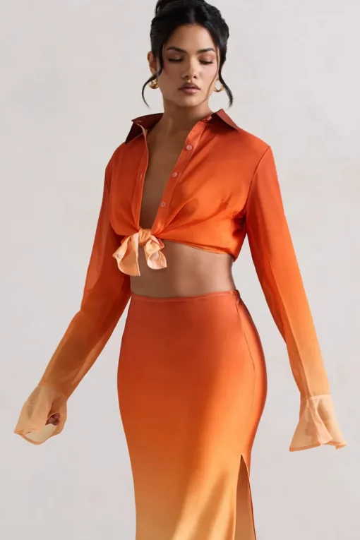 Tahiti | Orange Ombre Flared-Sleeve Shirt