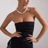 Talk That Talk | Black Strapless Split Bandeau Top