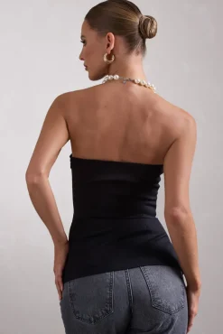 Talk That Talk | Black Strapless Split Bandeau Top