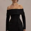 Tara | Black Bardot Tailored Blazer Dress