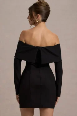 Tara | Black Bardot Tailored Blazer Dress