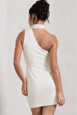The Party |  White Mini Dress With Ruffled Choker