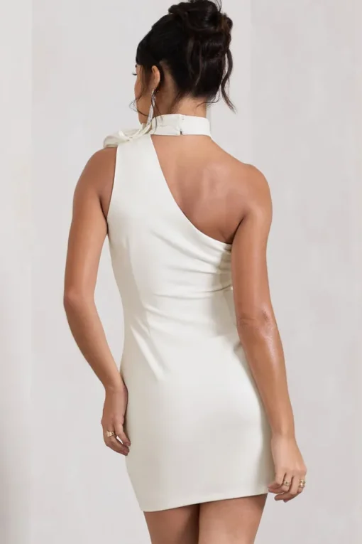 The Party |  White Mini Dress With Ruffled Choker