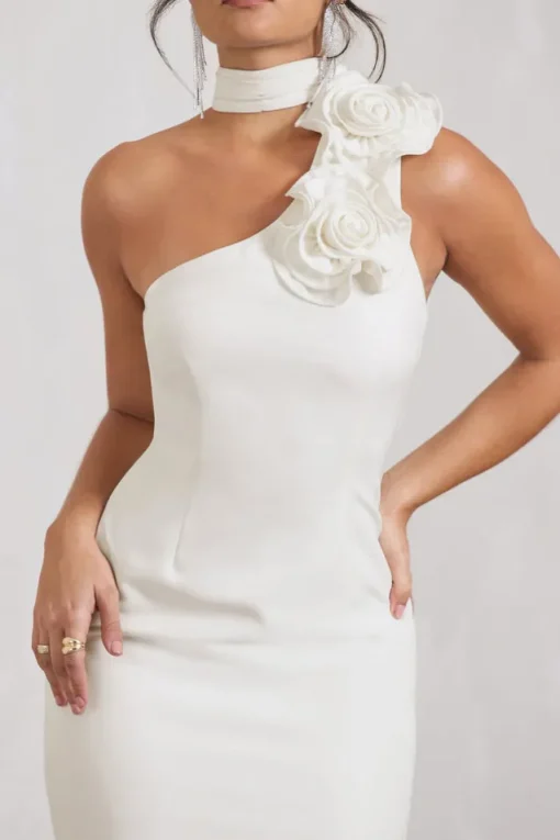 The Party |  White Mini Dress With Ruffled Choker