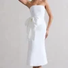 To Me | White Bandeau Midi Dress With Oversized Bow