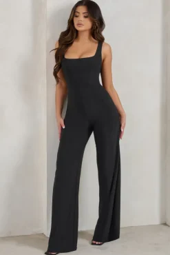 Toni | Black Square Neck Sleeveless Jumpsuit